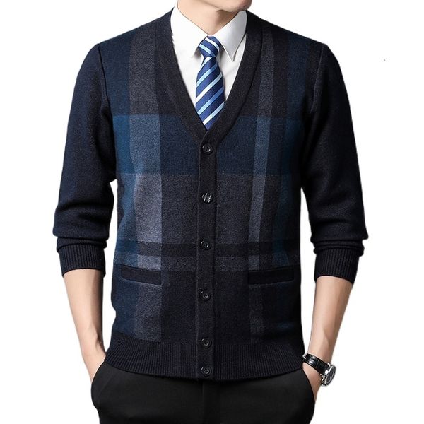 men's sweaters 2023 autumn cardigan plaid fashion business casual knitted sweater warm vneck 230826, White;black
men's sweaters 2023 autumn cardigan plaid fashion business casual knitted sweater warm vneck 230826, White;black