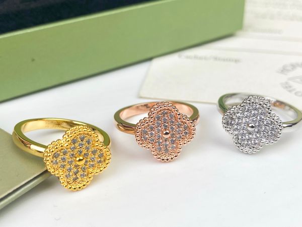 vintage band rings copper van clee brand designer full crystal four leaf clover charm ring for women jewelry with box party gift, Silver
vintage band rings copper van clee brand designer full crystal four leaf clover charm ring for women jewelry with box party gift, Silver