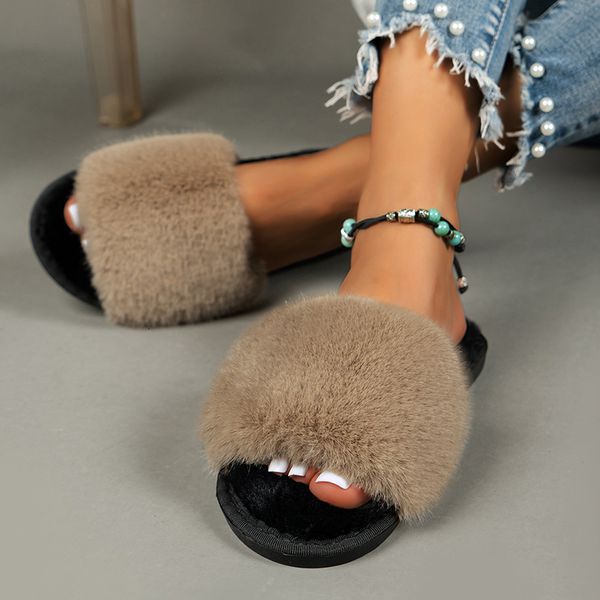 slippers lucyever autumn winter faux fur slippers women home non slip fluffy flat slides woman outdoor soft sole plush sandals female 230826, Black
slippers lucyever autumn winter faux fur slippers women home non slip fluffy flat slides woman outdoor soft sole plush sandals female 230826, Black
