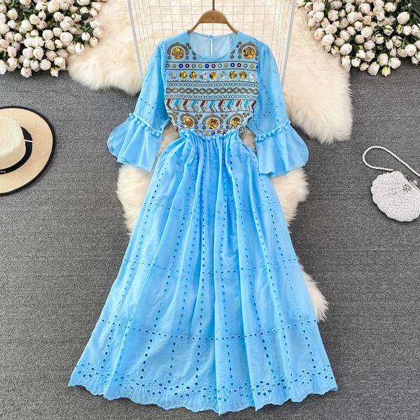 basic casual dresses summer sweet style women's dress embroidery hollow out o-neck flare-sleeve solid color high waist 2023 summer new, Black;gray
basic casual dresses summer sweet style women's dress embroidery hollow out o-neck flare-sleeve solid color high waist 2023 summer new, Black;gray