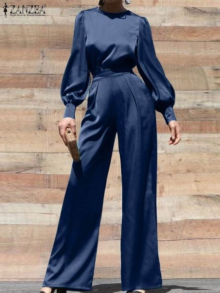 women's jumpsuits rompers zanzea wide leg pant satin silk jumpsuits women fashion long puff sleeve cinched waist overalls elegant o-nec, Black;white
women's jumpsuits rompers zanzea wide leg pant satin silk jumpsuits women fashion long puff sleeve cinched waist overalls elegant o-nec, Black;white