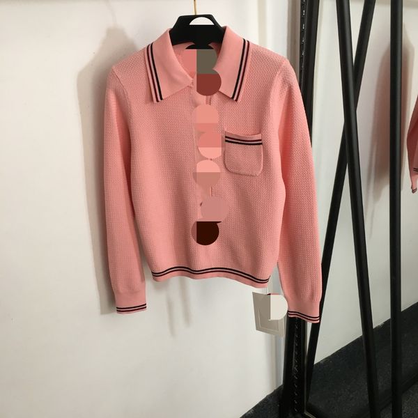 820 2023 autumn women sweater long sleeve lapel neck pullover white black brand same style striped womens 20236568
820 2023 autumn women sweater long sleeve lapel neck pullover white black brand same style striped womens 20236568