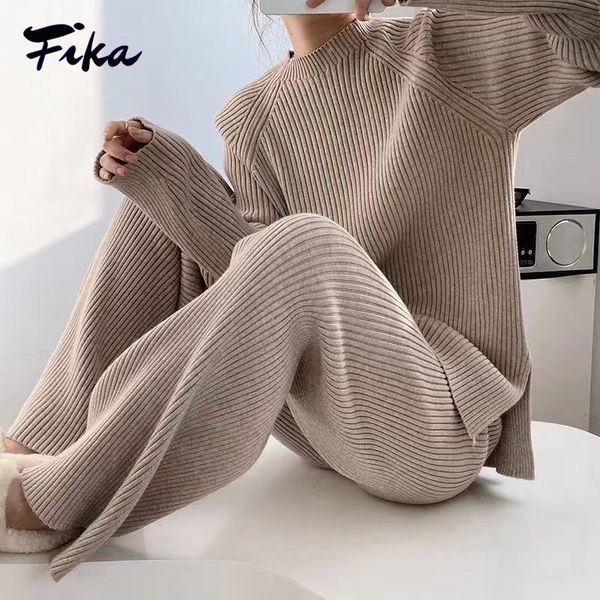 women's two piece pants casual solid 2 pieces set women knitted tracksuit o neck sweater and straight pants pullover sweater set ladies, White
women's two piece pants casual solid 2 pieces set women knitted tracksuit o neck sweater and straight pants pullover sweater set ladies, White