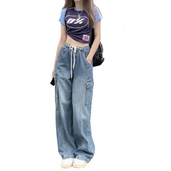women's jeans vintage cargo for women autumn winter loose elastic waist pants with drawstring wide leg y2k streetwear 230826, Blue
women's jeans vintage cargo for women autumn winter loose elastic waist pants with drawstring wide leg y2k streetwear 230826, Blue
