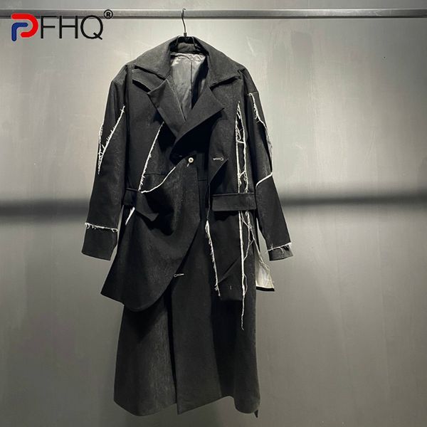 men's trench coats pfhq 2023 wornout edge color contrast long coat elegant stylish jacket windbreaker 230826, Tan;black
men's trench coats pfhq 2023 wornout edge color contrast long coat elegant stylish jacket windbreaker 230826, Tan;black