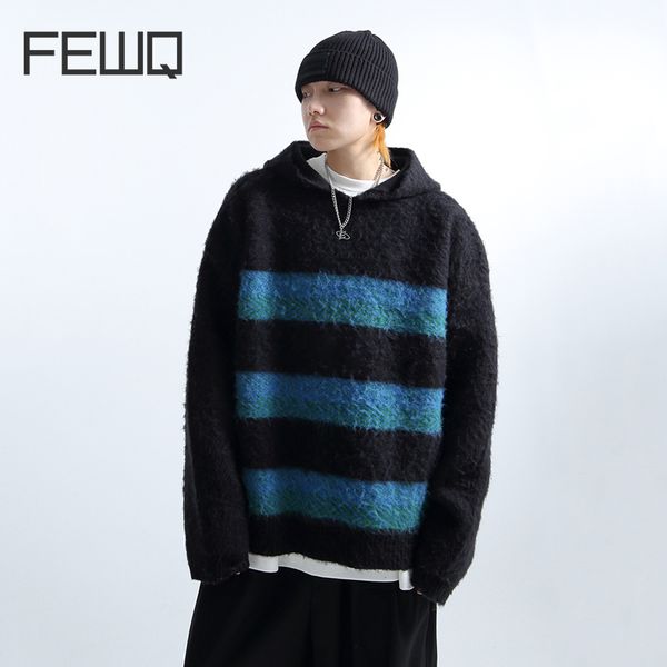 men's hoodies sweatshirts fewq stripe wool blended hooded sweater 2023 striped with hat casual male korean fashion autumn winter 24x13, Black
men's hoodies sweatshirts fewq stripe wool blended hooded sweater 2023 striped with hat casual male korean fashion autumn winter 24x13, Black