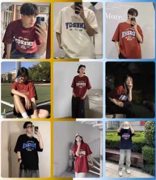 260g wet cotton short sleeve t-shirt men's summer letter foam printing casual t-shirt loose half sleeve top, White;black
260g wet cotton short sleeve t-shirt men's summer letter foam printing casual t-shirt loose half sleeve top, White;black