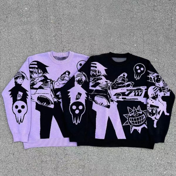 women's sweaters y2k sweaters harajuku pullover women winter american knitwear embroidery anime pattern oversized sweater streetwear lo, White;black
women's sweaters y2k sweaters harajuku pullover women winter american knitwear embroidery anime pattern oversized sweater streetwear lo, White;black