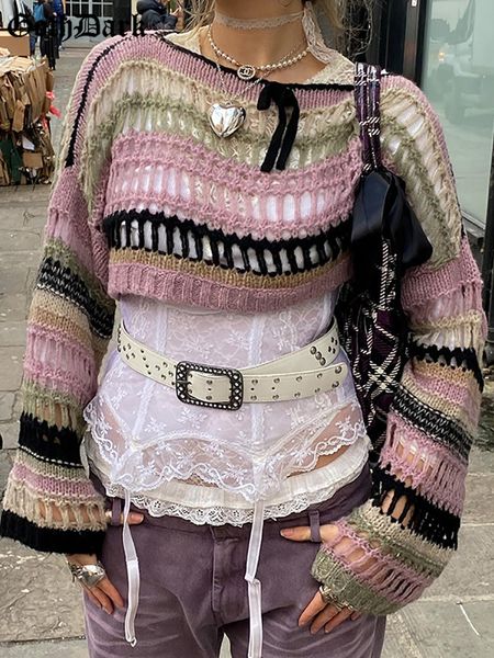 women's sweaters goth dark kitted vintage gothic loose hollow out sweaters retro y2k fairy grunge streetwear crop shrug striped outwea, White;black
women's sweaters goth dark kitted vintage gothic loose hollow out sweaters retro y2k fairy grunge streetwear crop shrug striped outwea, White;black