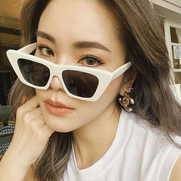 cat eye sunglasses fashion simple womens ins trendy, White;black 
cat eye sunglasses fashion simple womens ins trendy, White;black