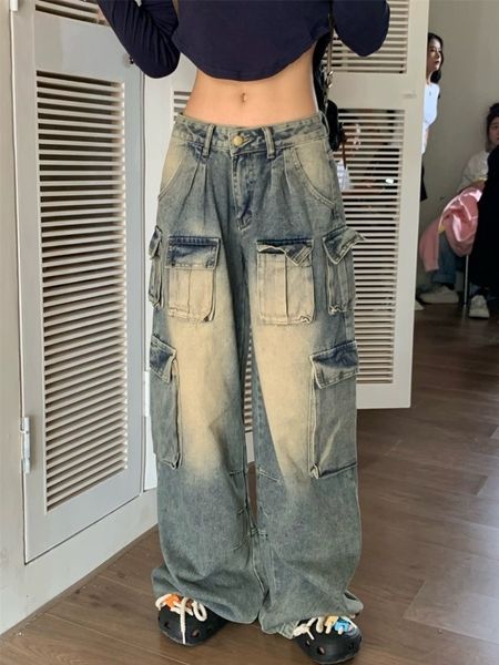 women's jeans american heavy industry multipocket washed cargo y2k retro old street hip hop loose casual high waist wide leg 230826, Blue
women's jeans american heavy industry multipocket washed cargo y2k retro old street hip hop loose casual high waist wide leg 230826, Blue