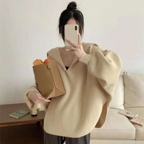 autumn and winter navy sweaters collar large size pullover sweater female design feeling lazy wind irregular loose, White;black
autumn and winter navy sweaters collar large size pullover sweater female design feeling lazy wind irregular loose, White;black