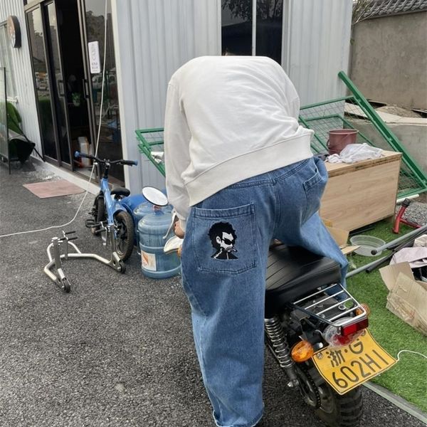 men's jeans korean fashion fashion print y2k men high street vintage hip hop denim pants casual straight wide leg jeans for men 230815, Blue
men's jeans korean fashion fashion print y2k men high street vintage hip hop denim pants casual straight wide leg jeans for men 230815, Blue