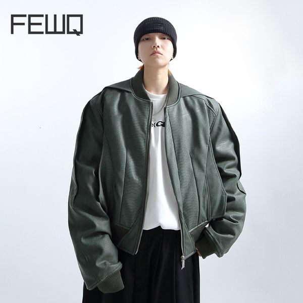 men's jackets fewq pu leather short thick cotton men jacket silhouette 2023 autumn winter high street zipper fashion male coat 24x1396, Black;brown 
men's jackets fewq pu leather short thick cotton men jacket silhouette 2023 autumn winter high street zipper fashion male coat 24x1396, Black;brown