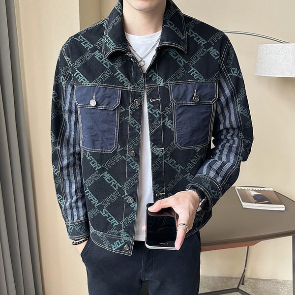 men's jackets brand clothing fall casual denim jacket korean style retro washed patchwork print slim 230826, Black;brown
men's jackets brand clothing fall casual denim jacket korean style retro washed patchwork print slim 230826, Black;brown