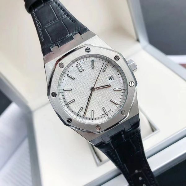 men's automatic mechanical watch stainless steel case leather strap sapphire glass 41mm size white dial and box, Slivery;brown
men's automatic mechanical watch stainless steel case leather strap sapphire glass 41mm size white dial and box, Slivery;brown
