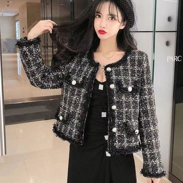 women's wool blends lucyever vintage tweed jacket coat women korean fashion small fragrance woollen short coats autumn winter thicken w, Black
women's wool blends lucyever vintage tweed jacket coat women korean fashion small fragrance woollen short coats autumn winter thicken w, Black