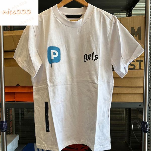 23ss new spray p letter print pattern cotton round neck versatile casual white and blue men and women loose short sleeve, White;black
23ss new spray p letter print pattern cotton round neck versatile casual white and blue men and women loose short sleeve, White;black