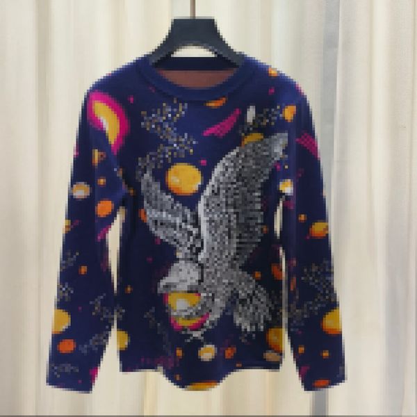 2023 blue/brown eagle print women's pullover brand same style women's sweaters dh001, White;black
2023 blue/brown eagle print women's pullover brand same style women's sweaters dh001, White;black