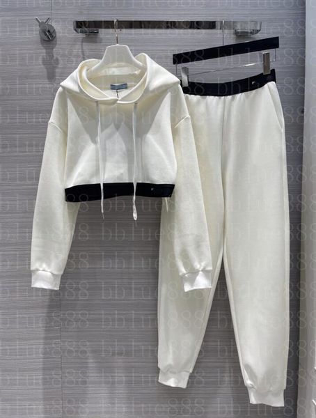 24 women's two piece pants strap open waist short hoodie with strap waist jogger 827, White
24 women's two piece pants strap open waist short hoodie with strap waist jogger 827, White