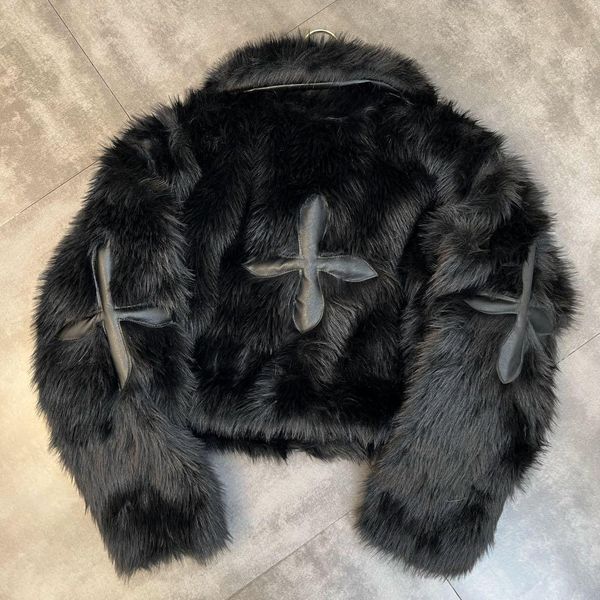 womens fur faux winter women jacket lapel long sleeve patch pu cross cotton coat 230828, Black
womens fur faux winter women jacket lapel long sleeve patch pu cross cotton coat 230828, Black