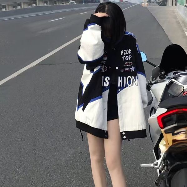 womens wool blends american street splice graffiti embroidery racing suit casual loose coat vintage y2k hip hop fashion baseball uniform 230, Black
womens wool blends american street splice graffiti embroidery racing suit casual loose coat vintage y2k hip hop fashion baseball uniform 230, Black