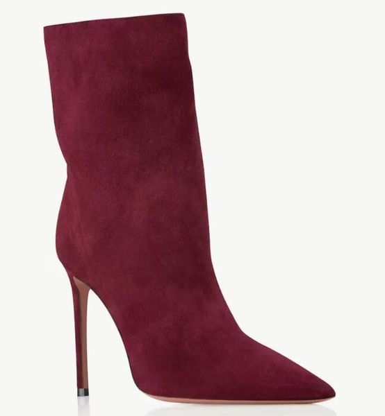 winter women's ankle boots, genuine suede leather, aquazuras boots, matignon bootie, slim heels, high shoes, pointed toe, elegant bride, Black
winter women's ankle boots, genuine suede leather, aquazuras boots, matignon bootie, slim heels, high shoes, pointed toe, elegant bride, Black