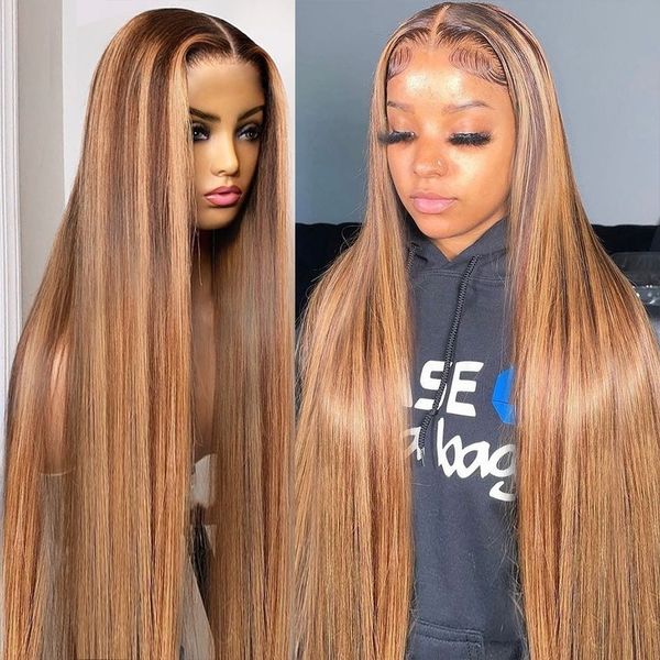 Wig Highlight Human Hair Straight Brazilian Hair 13x4/13x6 HD Lace Frontal Wig Glueless Blonde Lace Front Wig Human Hair, Light brown
Wig Highlight Human Hair Straight Brazilian Hair 13x4/13x6 HD Lace Frontal Wig Glueless Blonde Lace Front Wig Human Hair, Light brown