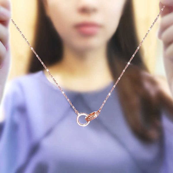 999 sterling silver necklace, women's double circle silver pendant, small style design, simple and luxury accessories
999 sterling silver necklace, women's double circle silver pendant, small style design, simple and luxury accessories