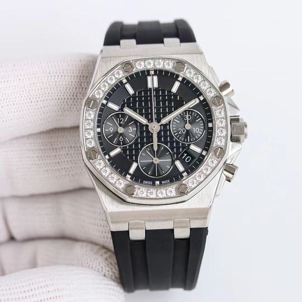 women's designer watch 7750 automatic mechanical movement 37mm size rubber strap diamond bezel black chronograph dial and box, Slivery;brown
women's designer watch 7750 automatic mechanical movement 37mm size rubber strap diamond bezel black chronograph dial and box, Slivery;brown