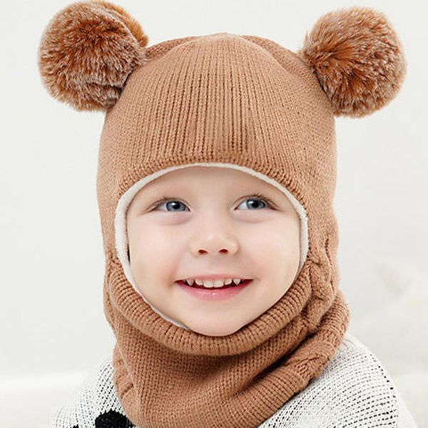 m629 new winter baby kids knitted hat cute wool ball thickened ear-protenction neck warmer cap children beanies boys girls warm hats, Yellow
m629 new winter baby kids knitted hat cute wool ball thickened ear-protenction neck warmer cap children beanies boys girls warm hats, Yellow