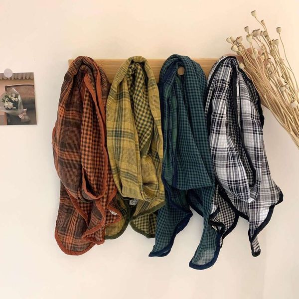 japanese style artistic cotton scarf soft plaid double sided neck protection two scarves for spring and autumn, Blue;gray
japanese style artistic cotton scarf soft plaid double sided neck protection two scarves for spring and autumn, Blue;gray