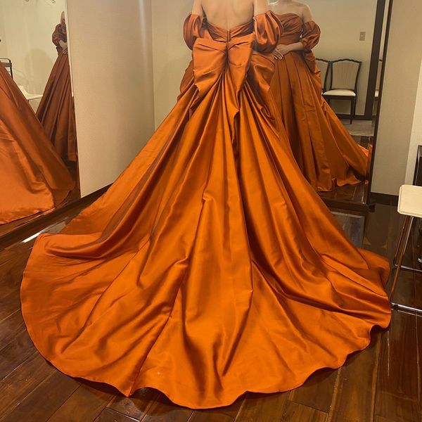 elegant orange evening formal dress 2023 strapless removeable puff sleeves satin prom birthday gowns bow tieknot robe de soiree, Black;red
elegant orange evening formal dress 2023 strapless removeable puff sleeves satin prom birthday gowns bow tieknot robe de soiree, Black;red