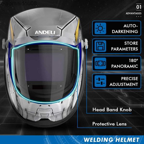 Image of Protective Clothing ANDELI G STAR Auto Darkening Welding MASK Helmet 180 View Solar True Color Welder Mask 4 Sensors 1/1/1/2 Optical HKD230826