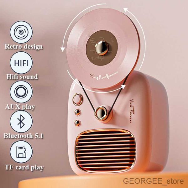 Image of Portable Speakers Retro Mini Bluetooth Speaker Wireless Sound Soundbar Classical Music Box Player Birthday Gifts Recorder Shape R230828