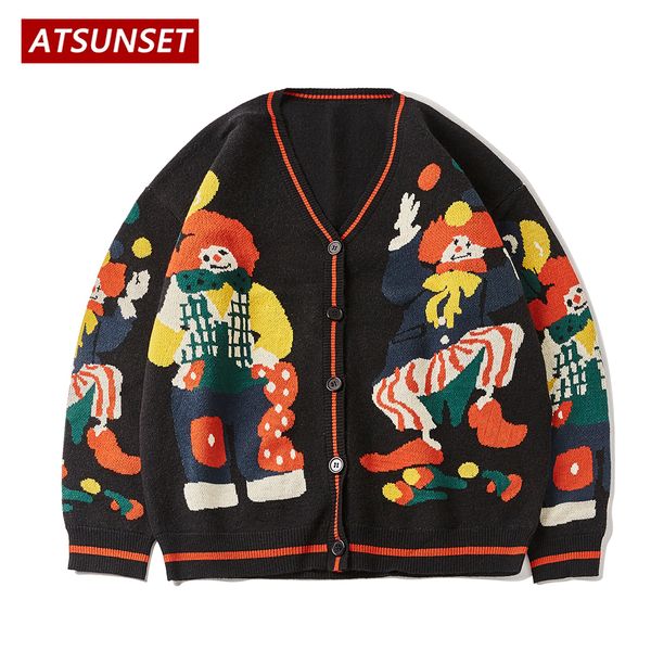 men's sweaters atsunset cartoon clown magician embroidery sweater harajuku retro style knitted autumn and winter cotton button cardigan, White;black
men's sweaters atsunset cartoon clown magician embroidery sweater harajuku retro style knitted autumn and winter cotton button cardigan, White;black