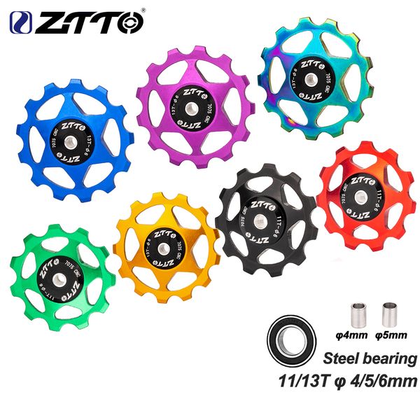 Image of Bike Derailleurs ZTTO 11T 13T MTB Bicycle Rear Derailleur Wheel Steel Bearing Pulley AL7075 CNC Road Bike Guide Roller Idler 4mm 5mm 6mm 230826