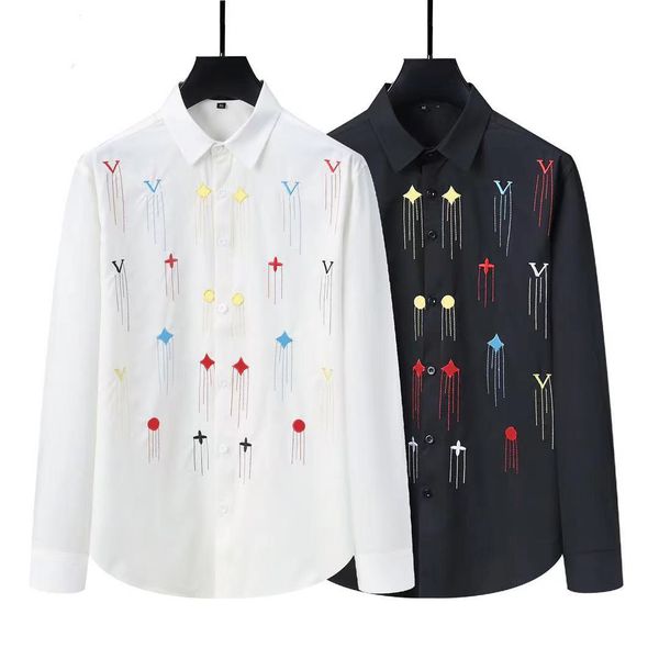 european classic style luxury designer long sleeve shirt men's class business casual fashion shirt slim fit letter printing button long, White;black
european classic style luxury designer long sleeve shirt men's class business casual fashion shirt slim fit letter printing button long, White;black