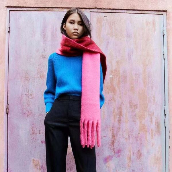 autumn and winter style gradable mohair scarf thick braid rainbow color matching striped contrast large warm, Blue;gray
autumn and winter style gradable mohair scarf thick braid rainbow color matching striped contrast large warm, Blue;gray