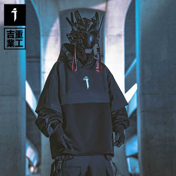 jiye heavy industry fashion brand autumn new fake two piece shawl hooded sweater mens loose casual design top, Black
jiye heavy industry fashion brand autumn new fake two piece shawl hooded sweater mens loose casual design top, Black