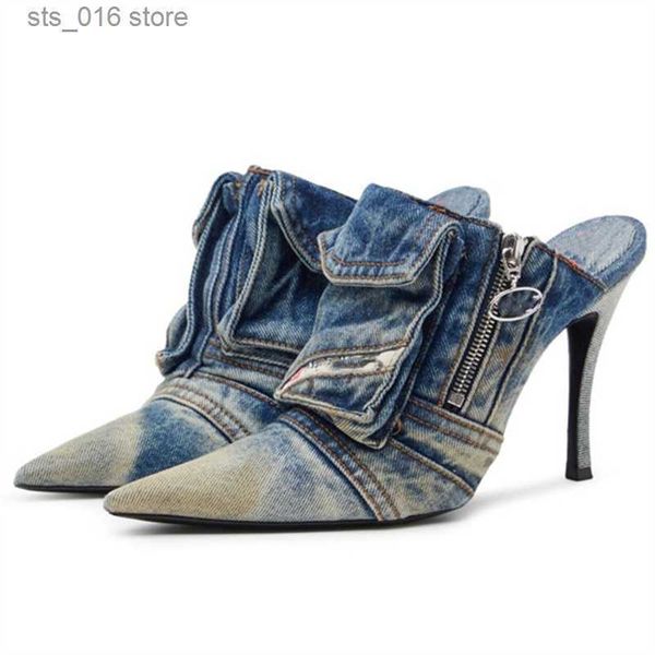 dress shoes make-old denim half slippers women pointed toe high stiletto heels ladies mules summer pocket designer runway slip-on slides new, Black
dress shoes make-old denim half slippers women pointed toe high stiletto heels ladies mules summer pocket designer runway slip-on slides new, Black