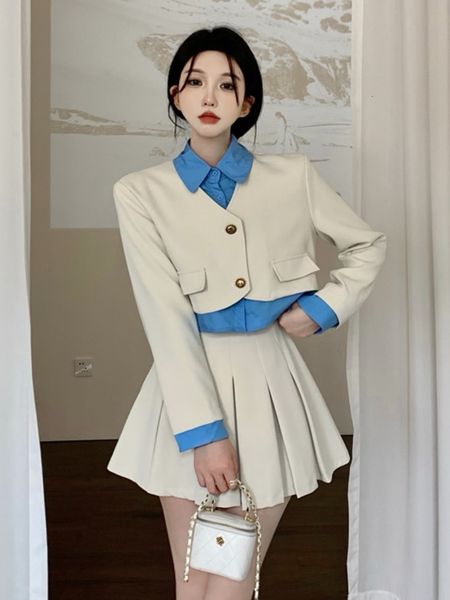 two piece dress spring fashion casual set for women blazer coat pleated skirt suits korean ol 2 sets outfit 230828, White
two piece dress spring fashion casual set for women blazer coat pleated skirt suits korean ol 2 sets outfit 230828, White