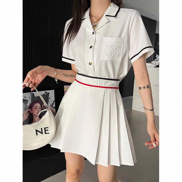 women casual dress fashion shirt pleated skirts ce designer 3d jacquard tennis skirt summer short sleeve tshirt luxury ladies clothing dress, Black;gray
women casual dress fashion shirt pleated skirts ce designer 3d jacquard tennis skirt summer short sleeve tshirt luxury ladies clothing dress, Black;gray