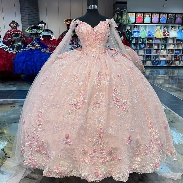 pink sweet 16 quinceanera dress with cape 2023 off shoulder appliques lace with back bow princess party gown vestidos de 15 anos, Blue;red
pink sweet 16 quinceanera dress with cape 2023 off shoulder appliques lace with back bow princess party gown vestidos de 15 anos, Blue;red