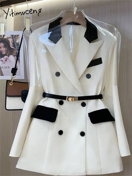 womens suits blazers yitimuceng korean fashion blazer jackets for women autumn winter patchwork long sleeve double breasted casual coats 230, White;black
womens suits blazers yitimuceng korean fashion blazer jackets for women autumn winter patchwork long sleeve double breasted casual coats 230, White;black
