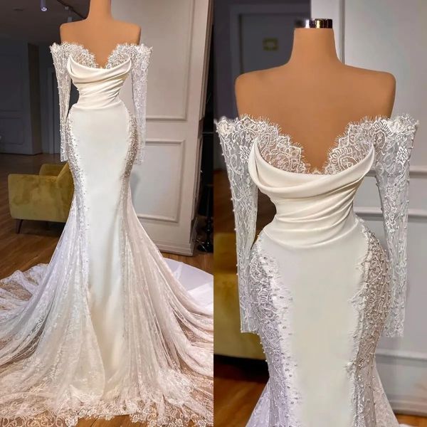 elegant 2023 princess mermaid wedding dresses off the shoulder long sleeve lace bridal gowns vestidos de noiva bridal gown custom made, White
elegant 2023 princess mermaid wedding dresses off the shoulder long sleeve lace bridal gowns vestidos de noiva bridal gown custom made, White