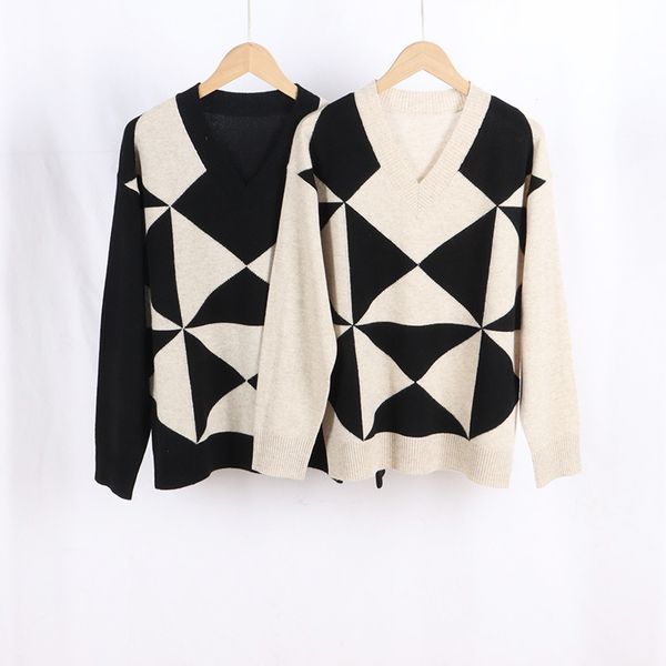 womens sweaters autumn and winter women vneck rhombus color matching longsleeved warm soft sweater 230826, White;black
womens sweaters autumn and winter women vneck rhombus color matching longsleeved warm soft sweater 230826, White;black
