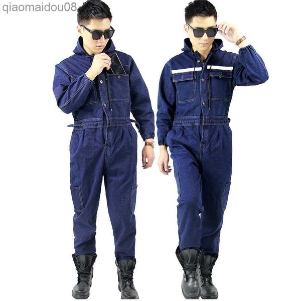 Image of Protective Clothing Welder suit denim work clothing for Men Women Overalls long sleeves wear resistant Painter welding uniforms coveralls Dust Proof HKD230827