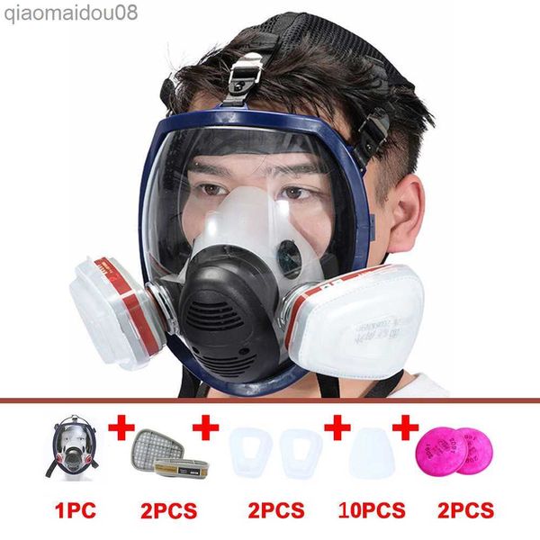 Image of Protective Clothing 7/15/17in1 Chemical Mask 6800 Gas Mask Dustproof Respirator Paint Pesticide Spray Silicone Full Face Filters Laboratory Welding HKD230826