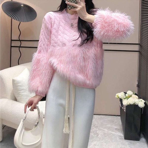 mink fur tassels twist sweater womens pullover soft glutinous thickened niche design loose sweet, White;black
mink fur tassels twist sweater womens pullover soft glutinous thickened niche design loose sweet, White;black